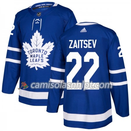 Camisola Toronto Maple Leafs Nikita Zaitsev 22 Adidas 2017-2018 Azul Authentic - Homem